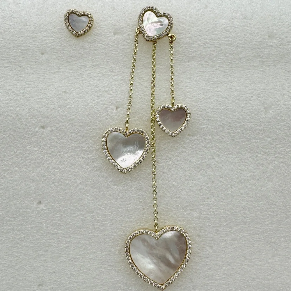 Mother of pearl Heart post earrings A/B style